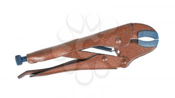 Isolated brown stainless steel jaw locking pliers