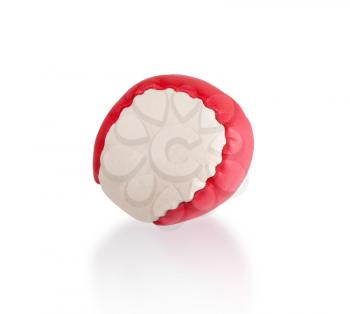 Red and white stress ball isolated on white