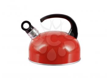 Red kettle isolated on a white background