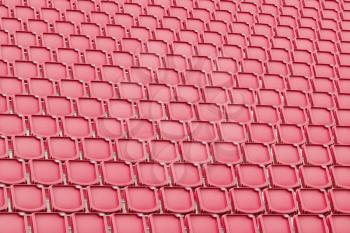 Red seat in sport stadium, empty seats ready for the public