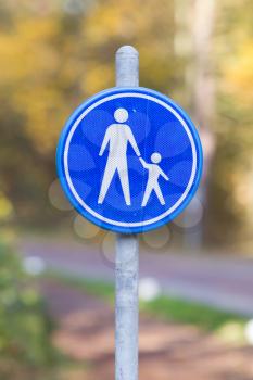 Pedestrian with children on road sign, the Netherlands