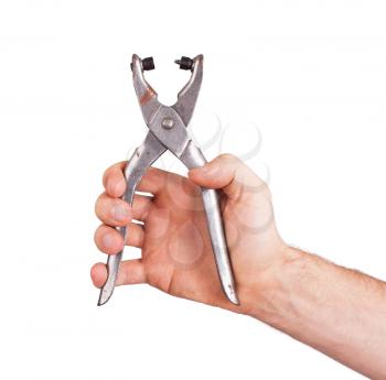 Eyelet plier for punch paper on white background