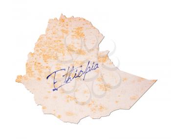Ethiopia - Old paper with handwriting, blue ink