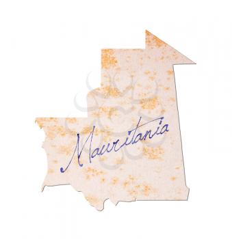 Mauritania - Old paper with handwriting, blue ink