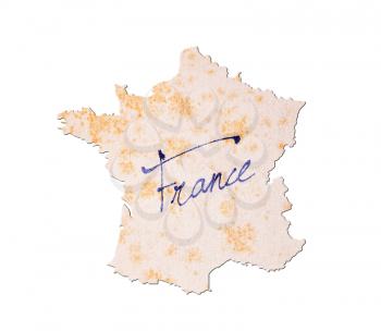 France - Old paper with handwriting, blue ink