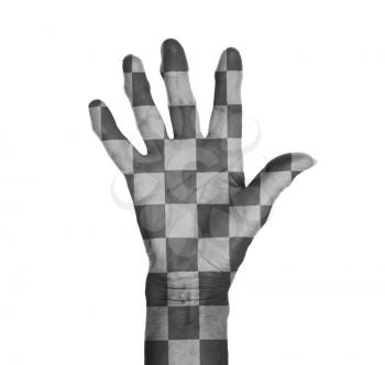 Hand symbol, saying five, saying hello or saying stop, finish flag