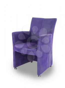 Purple leather dining room chair isolated on white