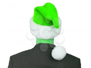 Business man with a santa hat isolated, green