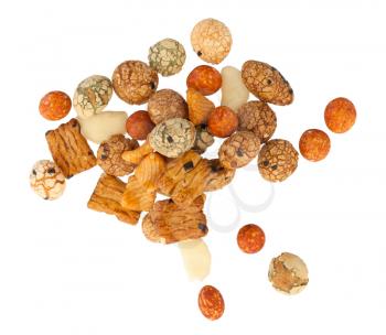 Mix of Japanese nuts isolated on a white background