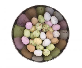 Colorful chocolate easter eggs isolated on white