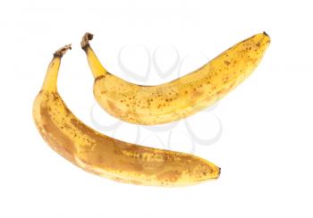 Bunch of over ripe bananas, isolated on white