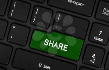 Green share button on a laptop keyboard