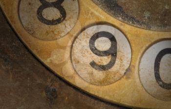Close up of Vintage phone dial, dirty and scratched - 9