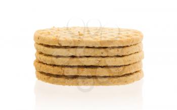 Stack of small cookies isolated on a white background