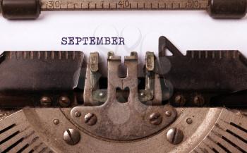Vintage inscription made by old typewriter - September