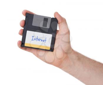 Floppy disk, data storage support, isolated on white - Internet