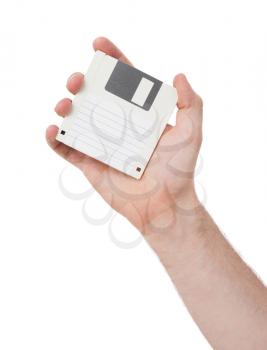 Floppy Disk - Tachnology from the past, isolated on white - empty label