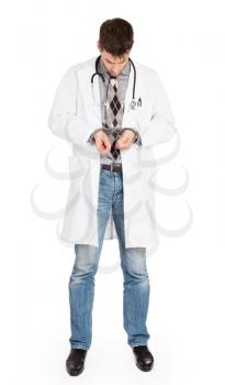 Criminal surgeon - Concept of failure in health care, isolated on white