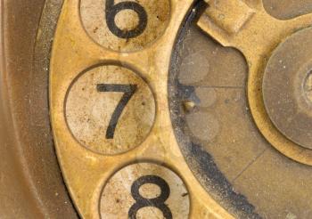 Close up of Vintage phone dial, dirty and scratched - 7
