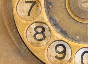 Close up of Vintage phone dial, dirty and scratched - 8