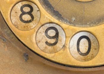 Close up of Vintage phone dial, dirty and scratched - 9