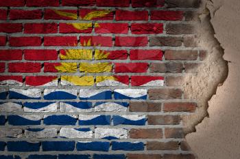Dark brick wall texture with plaster - flag painted on wall - Kiribati