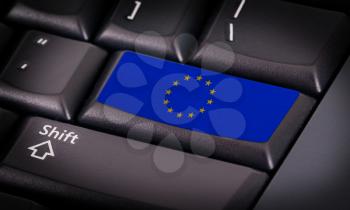 Flag on button keyboard, flag of European Union