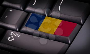 Flag on button keyboard, flag of Romania