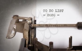 Vintage typewriter close-up - To Do List 2020