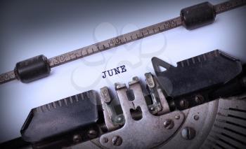 Vintage inscription made by old typewriter - May