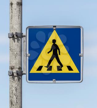 Vintage pedestrian transit traffic sign in Iceland (abandoned USAF air base)