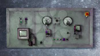 Close up rustic control panel of old machine, grunge object