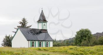 White Church in Thingvellir National park - famous area in Iceland, Iceland