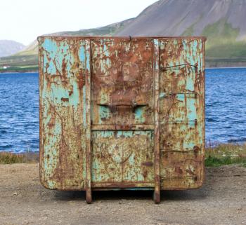 Old and abandoned container, coast of Iceland