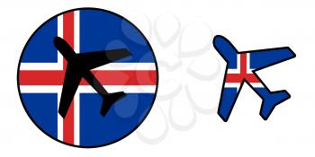 Nation flag - Airplane isolated on white - Iceland