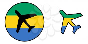 Nation flag - Airplane isolated on white - Gabon