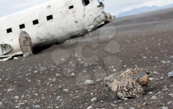 The abandoned wreck of a US military plane on Solheimasandur beach near Vik, Southern Iceland