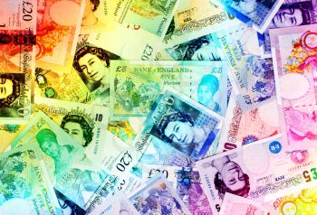Pound currency background, Currency of the United Kingdom - Rainbow