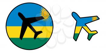 Nation flag - Airplane isolated on white - Rwanda