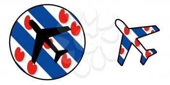 Nation flag - Airplane isolated on white - Friesland