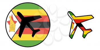 Nation flag - Airplane isolated on white - Zimbabwe