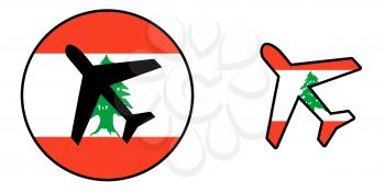 Nation flag - Airplane isolated on white - Lebanon