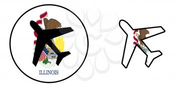 Nation flag - Airplane isolated on white - Illinois