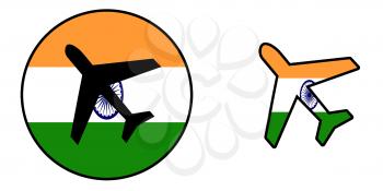 Nation flag - Airplane isolated on white - India