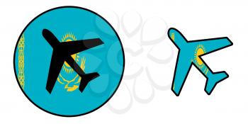 Nation flag - Airplane isolated on white - Kazakhstan