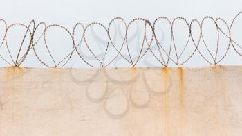 Barbed wire on top of a vintage wall
