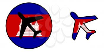 Nation flag - Airplane isolated on white - Cambodia