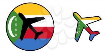 Nation flag - Airplane isolated on white - Comoros