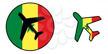 Nation flag - Airplane isolated on white - Senegal