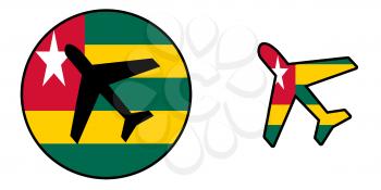 Nation flag - Airplane isolated on white - Togo